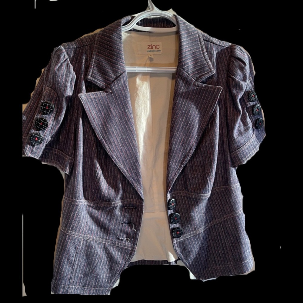 Denim pinned stripe casual jacket. Zinc size S.